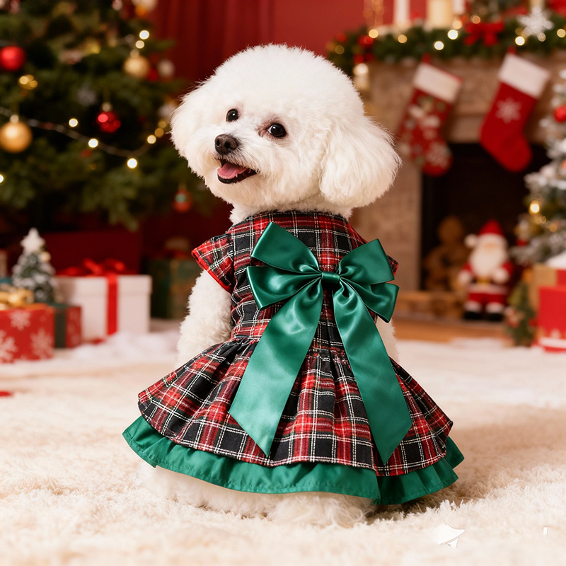 Christmas Throw Blanket - Classic Red Plaid Christmas Dog Skirt
