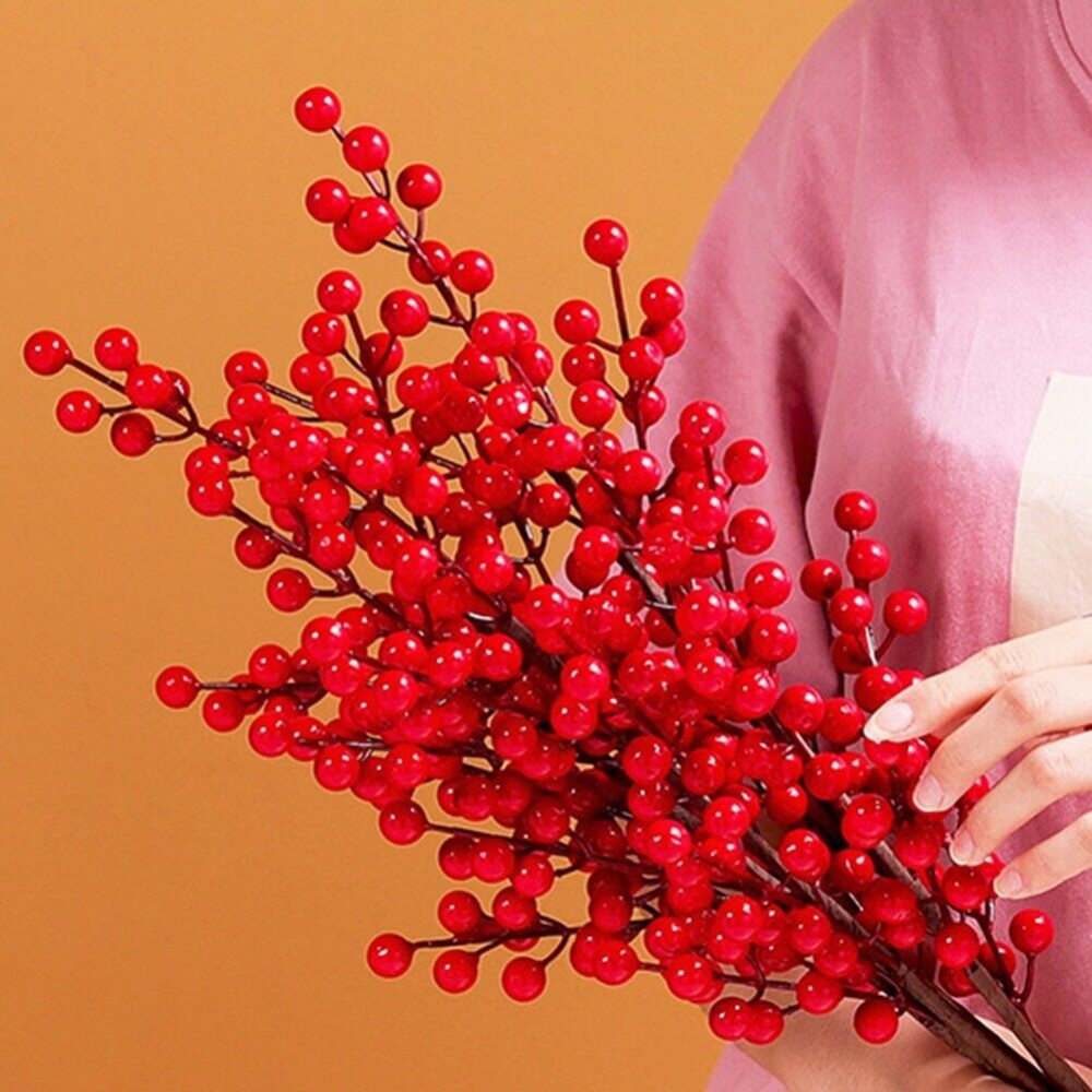 Artificial Vivid Red Berry Ste - Christmas Wreath Fake 评论和价格