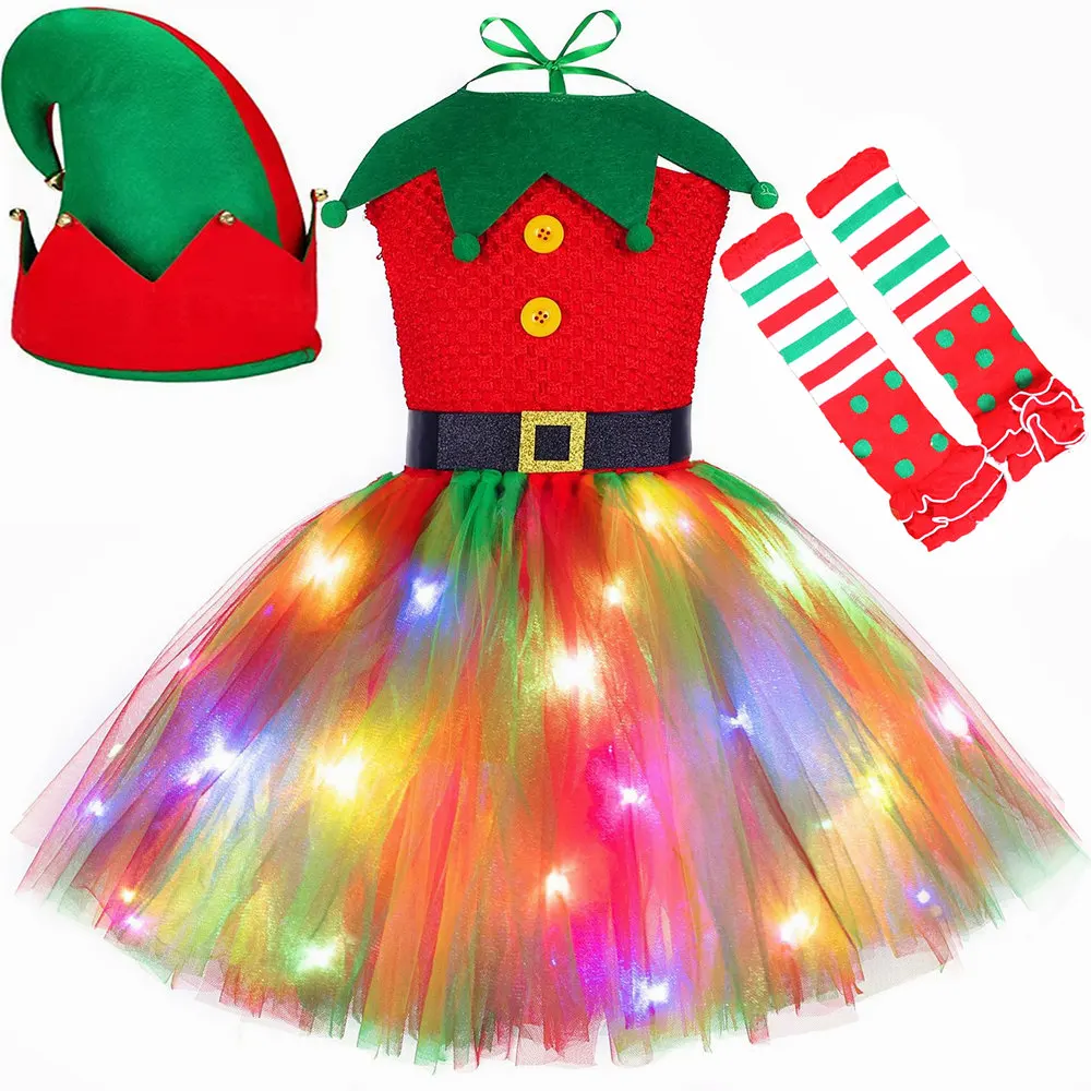 Christmas Tutu Dress Red Green - Elf Costume Christmas 评论和价格