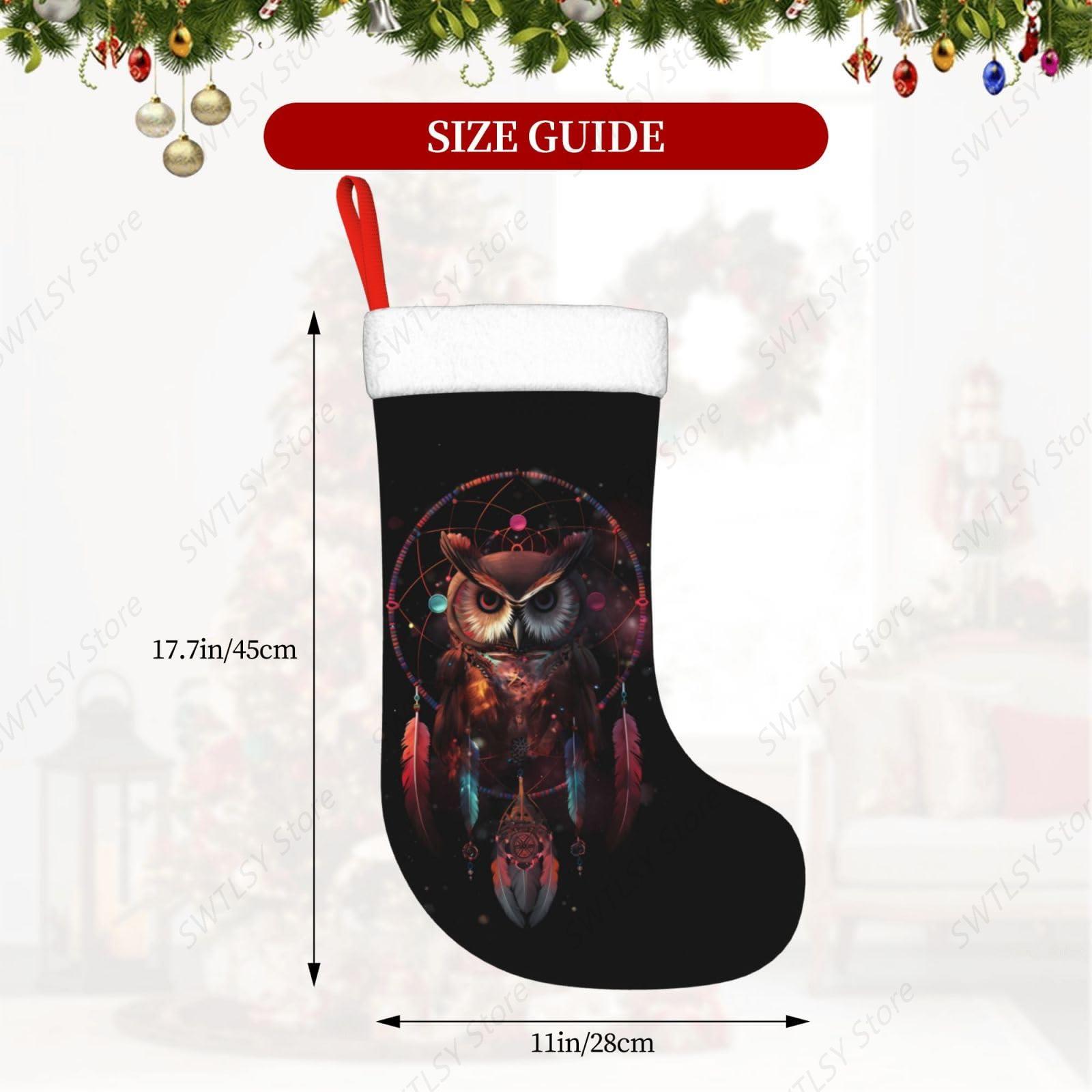 Owl Rainbow Catcher Large Chri - Christmas Stocking Hanging 评论和价格