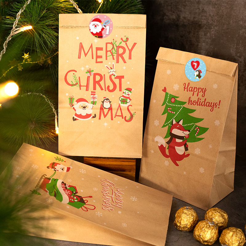 Christmas Gift Bags Kraft Pape - Advent Calendar Gift 评论和价格