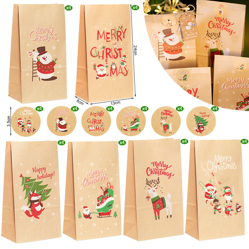 Christmas Gift Bags Kraft Pape - Advent Calendar Gift 评论和价格